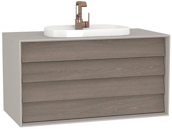 Vitra Frame 62300 Lavabo Dolabı 100 Cm,Çift Çekmeceli,Tezgahüstü Lavabolu,Mat Soft Bej